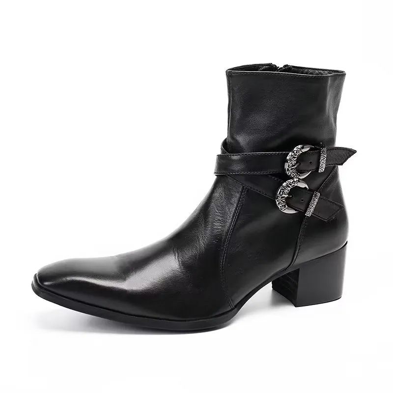 ElegantLux Genuine Leather Zipper Dress Boots