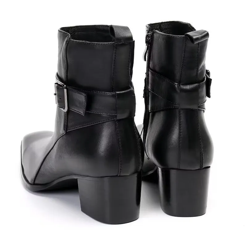 ElegantLux Genuine Leather Zipper Dress Boots