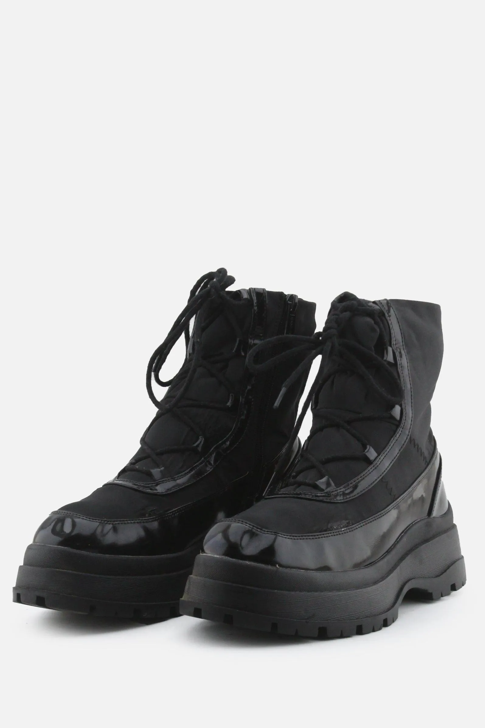 European Brand Zipper Laces Combat Ankle Boots | Textile