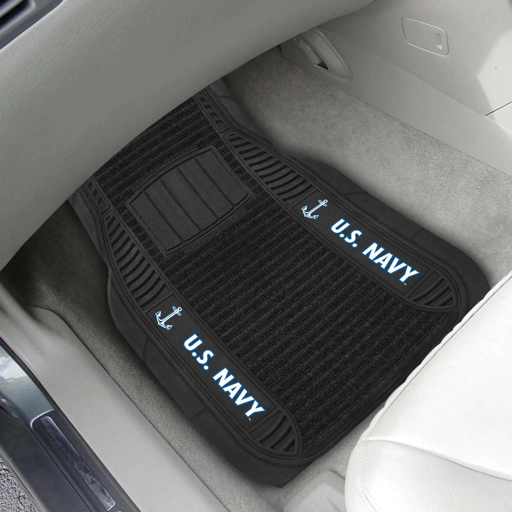 Fanmats U.S. Navy 2 Piece Deluxe Car Mat Set