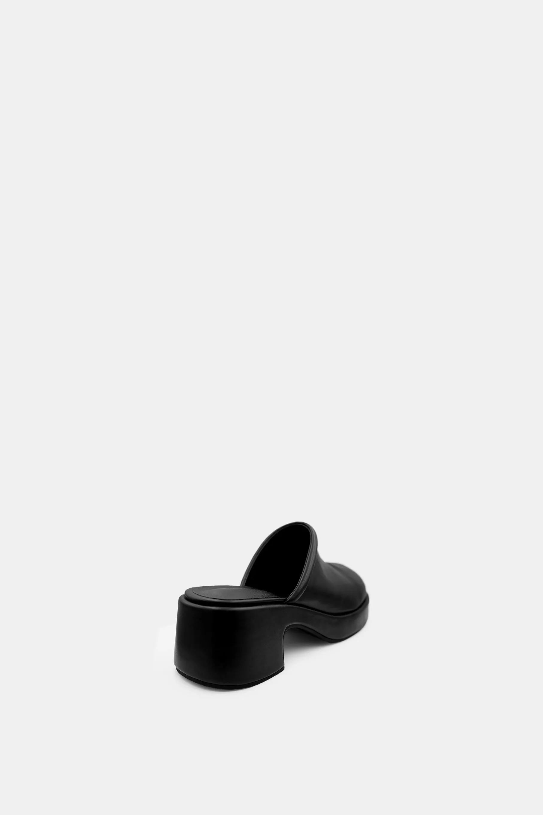 Faux Leather Heeled Clog, Black