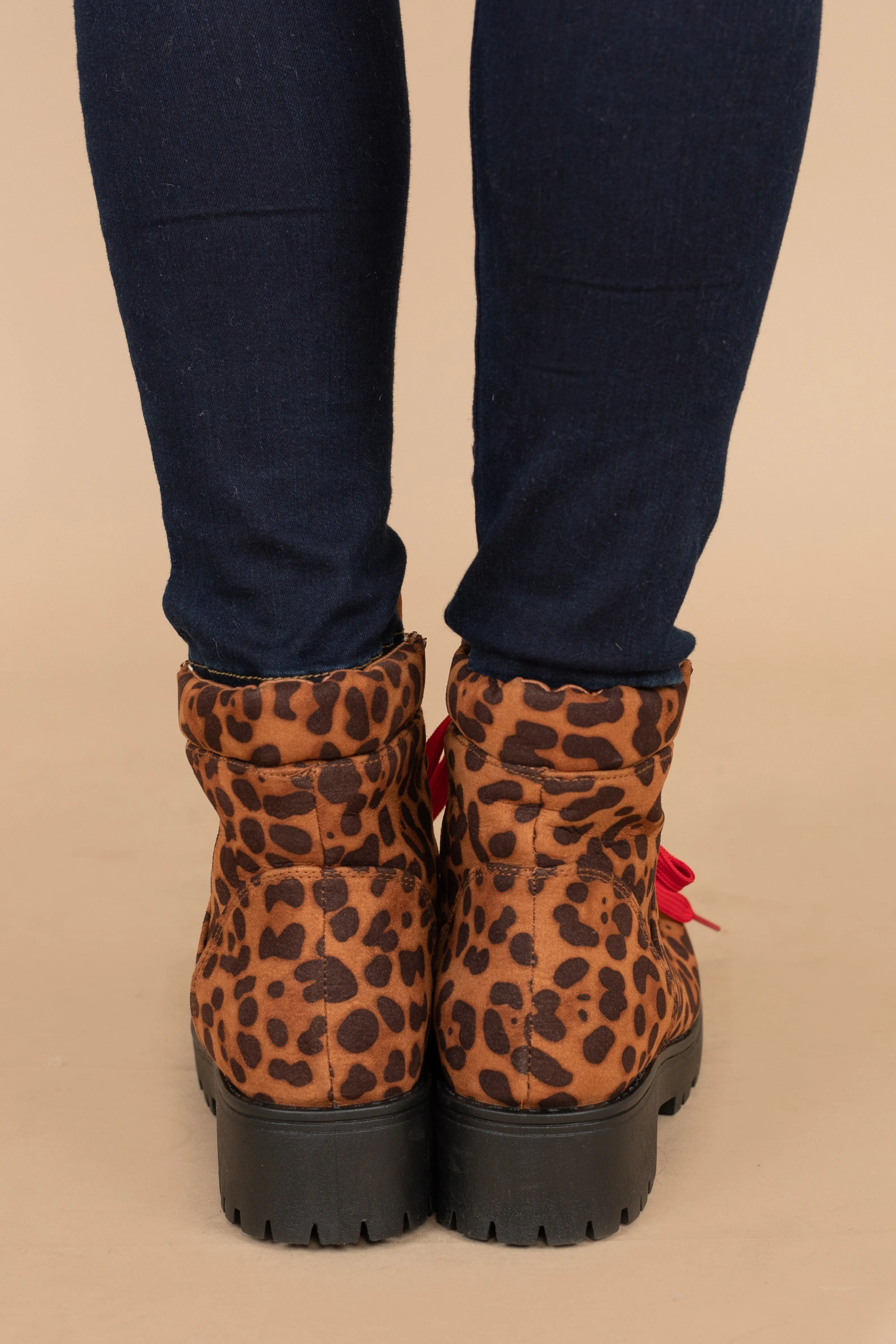 Feeling Fearless Brown Leopard Combat Boots