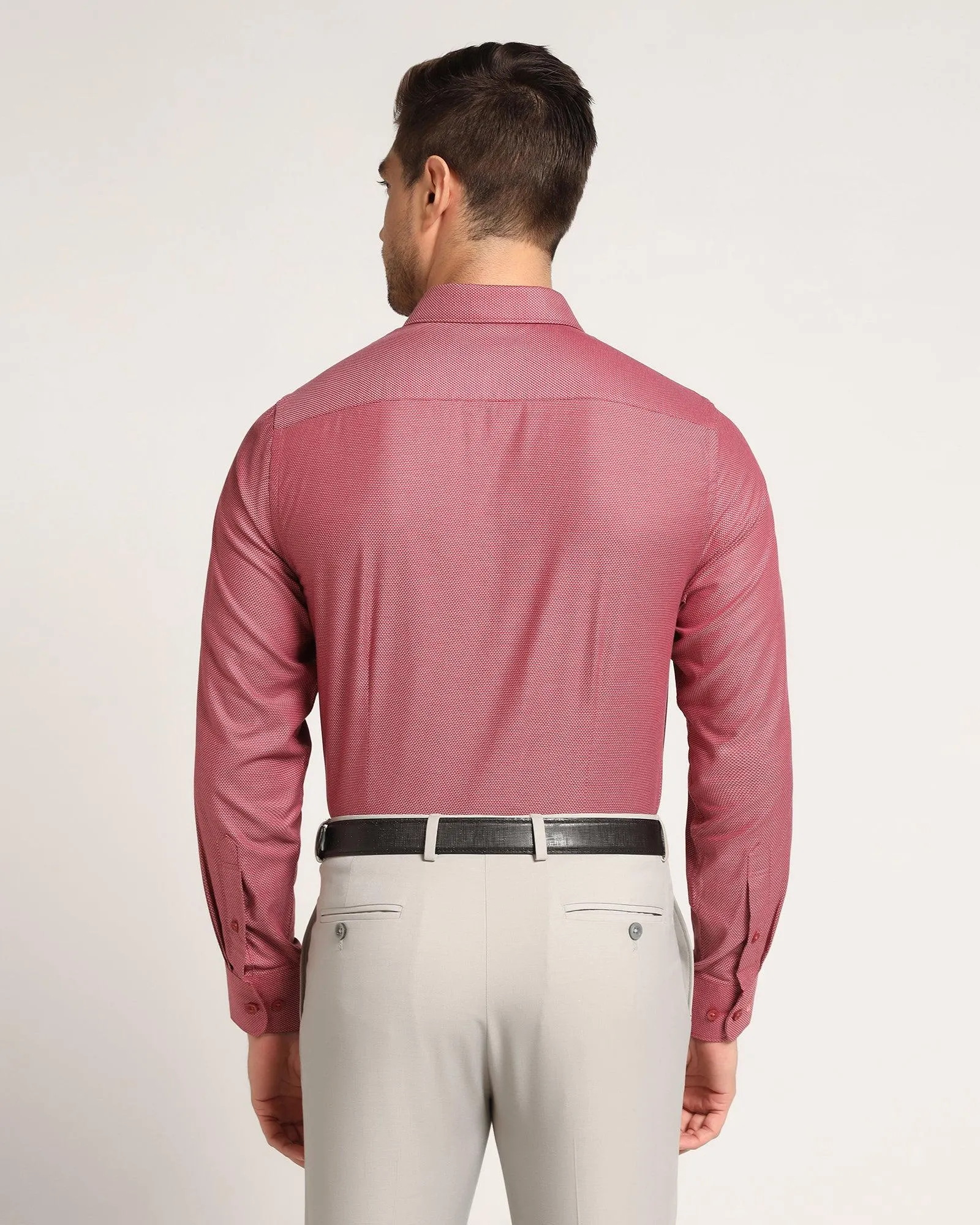 Formal Red Textured Shirt - Cosmo