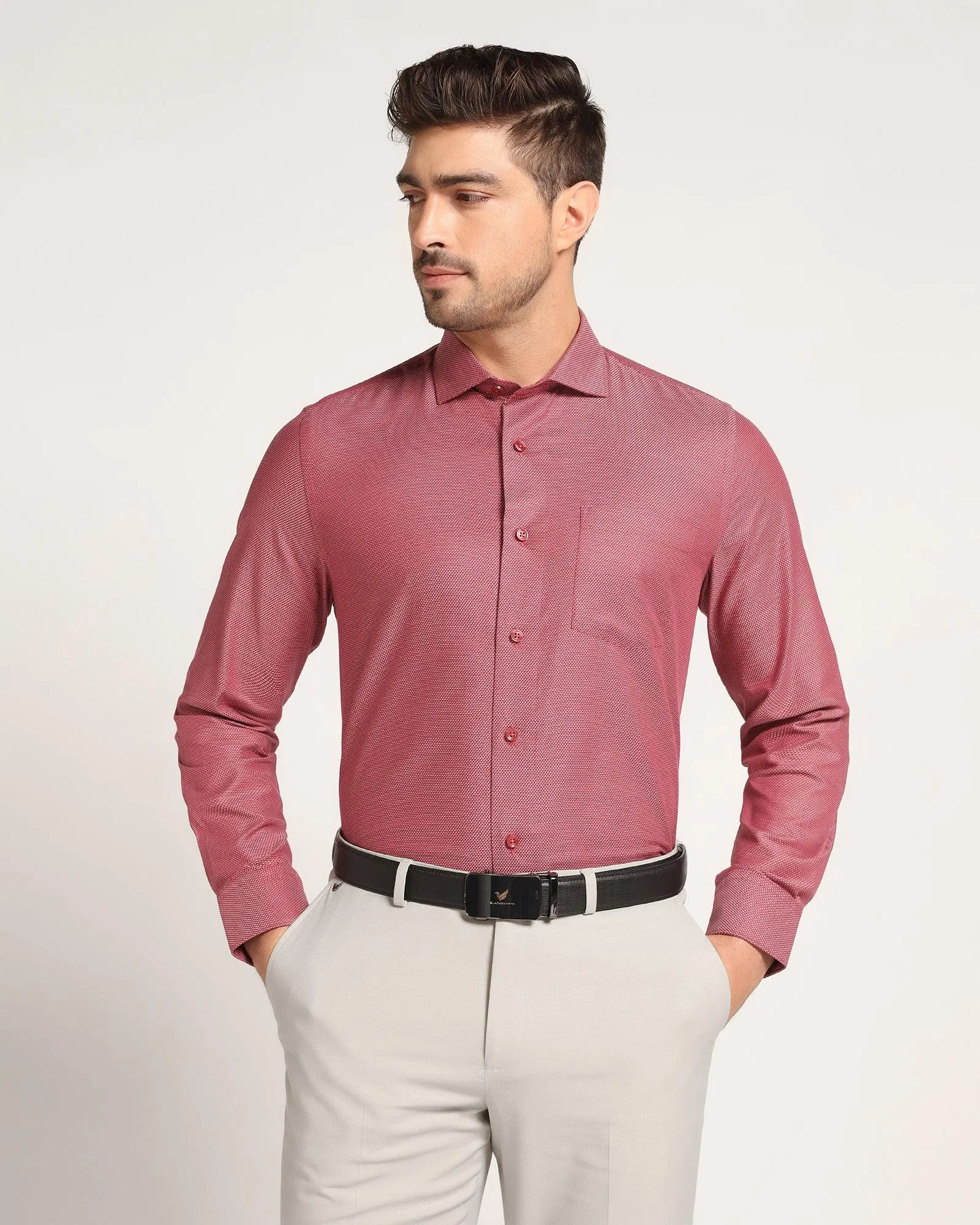 Formal Red Textured Shirt - Cosmo