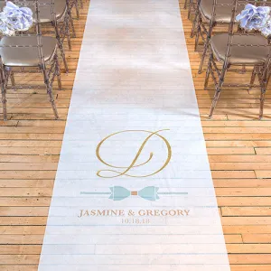 Glitz and Glam Aisle Runner White With Hearts Daiquiri Green