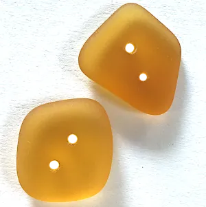 Golden Amber Glass Faux Sea Glass Button 3/4" - 7/8" Made from Recycled Glass Bottles