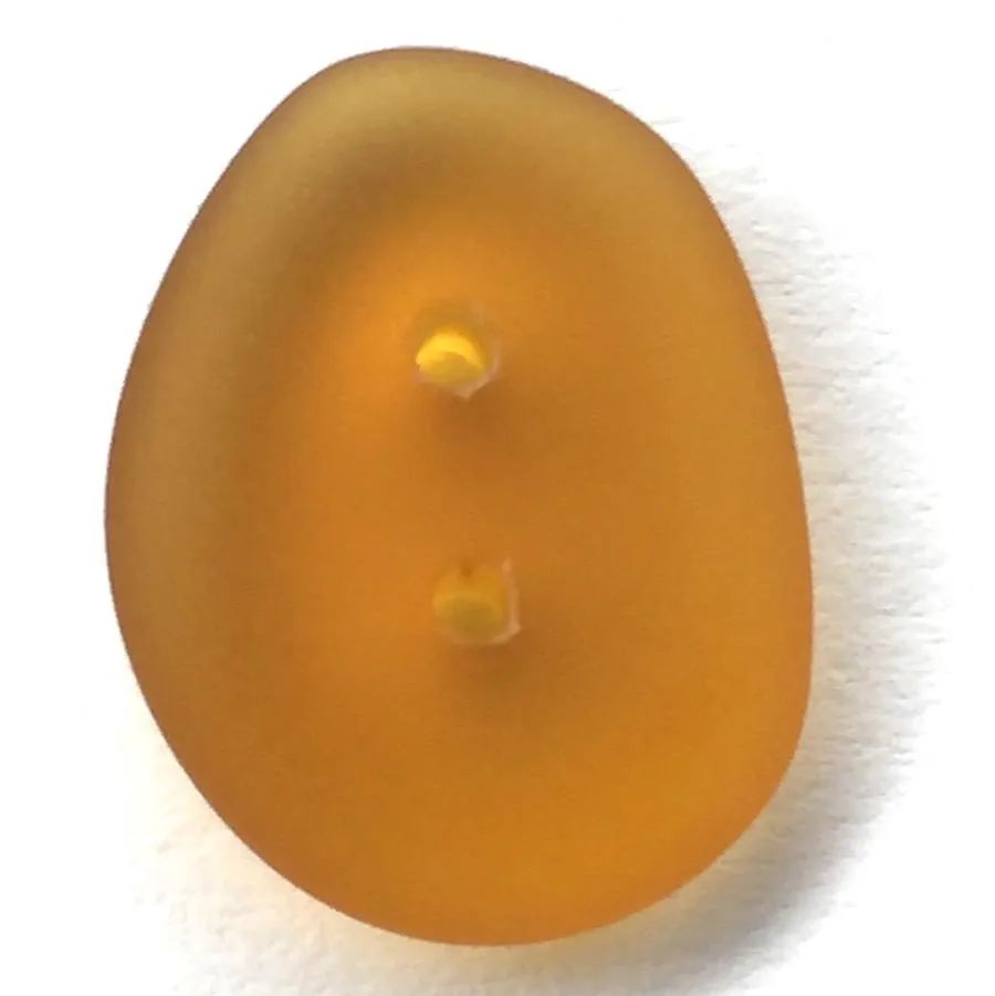 Golden Amber Glass Faux Sea Glass Button 3/4" - 7/8" Made from Recycled Glass Bottles