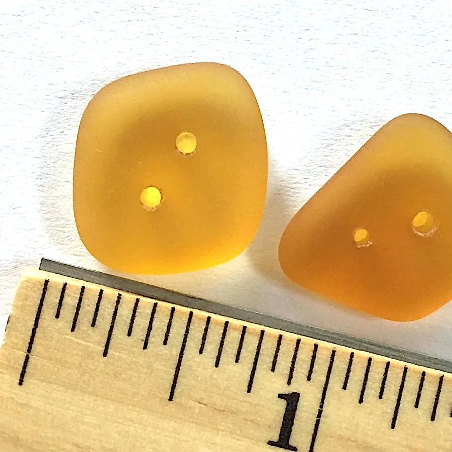 Golden Amber Glass Faux Sea Glass Button 3/4" - 7/8" Made from Recycled Glass Bottles