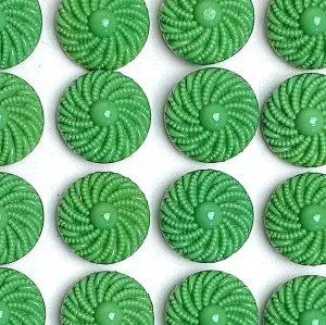 Green Vintage Glass 3/4" Buttons, European New Old Stock, Card of 24, #BK-914