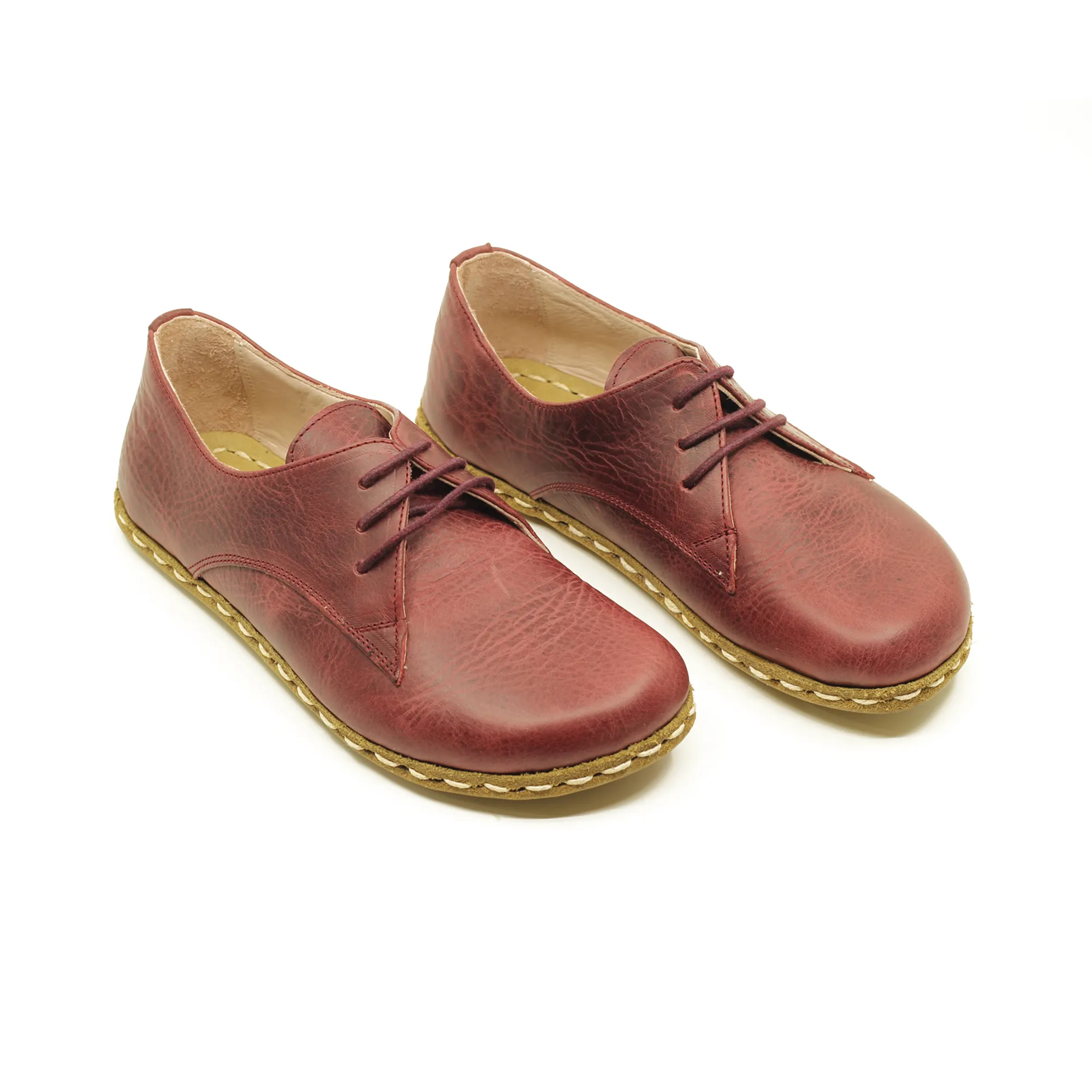 Handmade Barefoot Leather Shoes Burgundy for Women