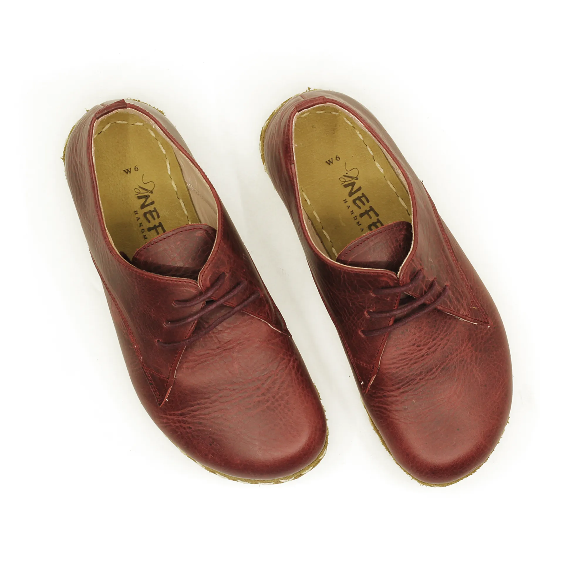 Handmade Barefoot Leather Shoes Burgundy for Women