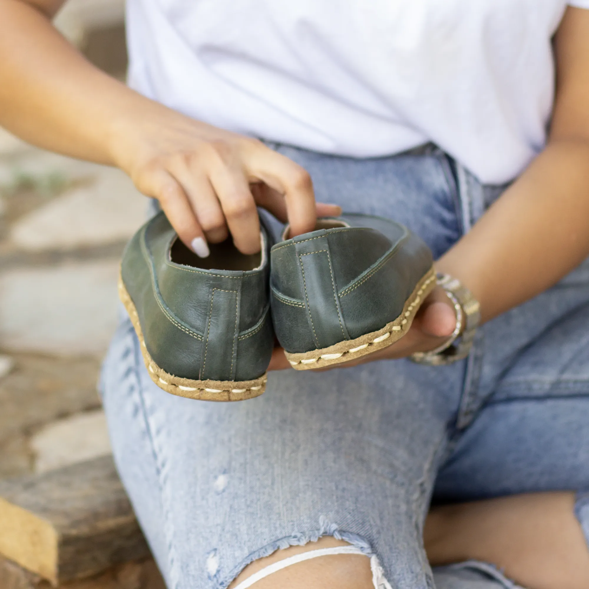 Handmade Barefoot Loafers for Women Toledo Green