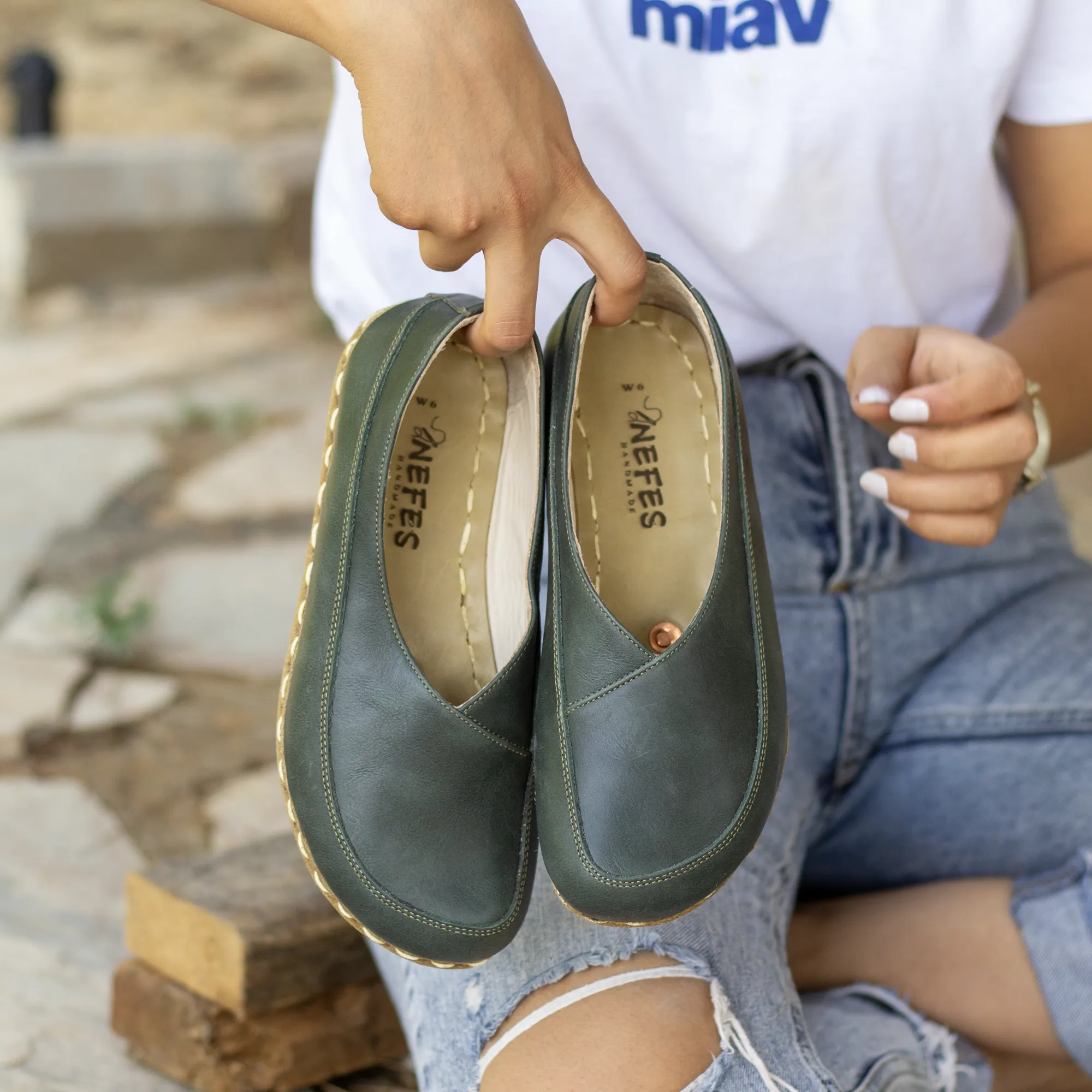 Handmade Barefoot Loafers for Women Toledo Green