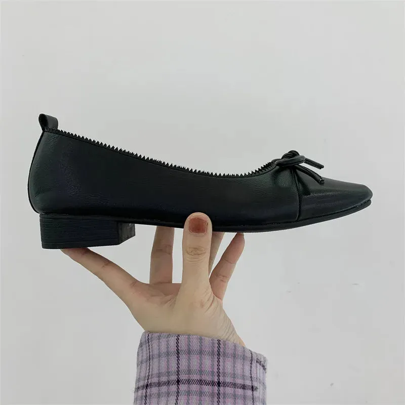 Hnzxzm Brand New Flats Shoes Women Low Heel Ballet Square Toe Shallow Shoe Slip On Loafer Round Toe Ballet Flat Shoes