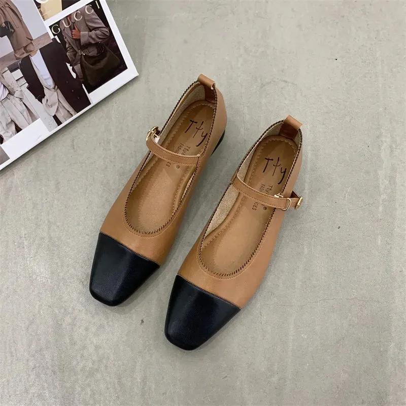 Hnzxzm Brand New Flats Shoes Women Low Heel Ballet Square Toe Shallow Shoe Slip On Loafer Round Toe Ballet Flat Shoes