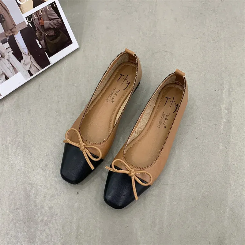 Hnzxzm Brand New Flats Shoes Women Low Heel Ballet Square Toe Shallow Shoe Slip On Loafer Round Toe Ballet Flat Shoes