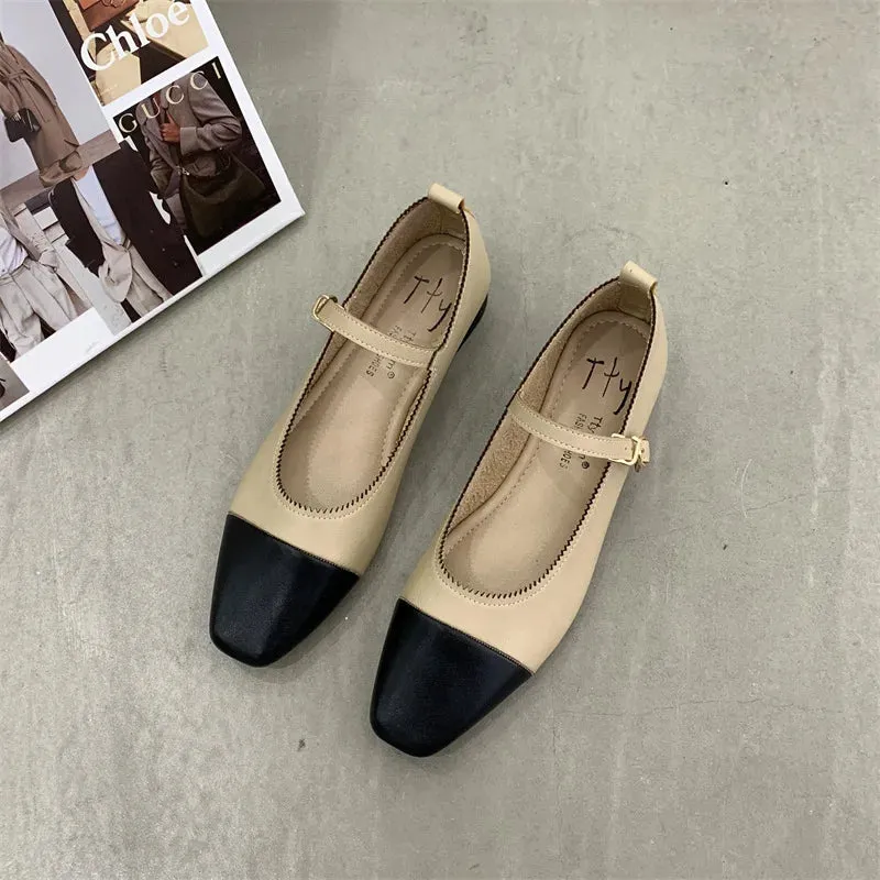 Hnzxzm Brand New Flats Shoes Women Low Heel Ballet Square Toe Shallow Shoe Slip On Loafer Round Toe Ballet Flat Shoes