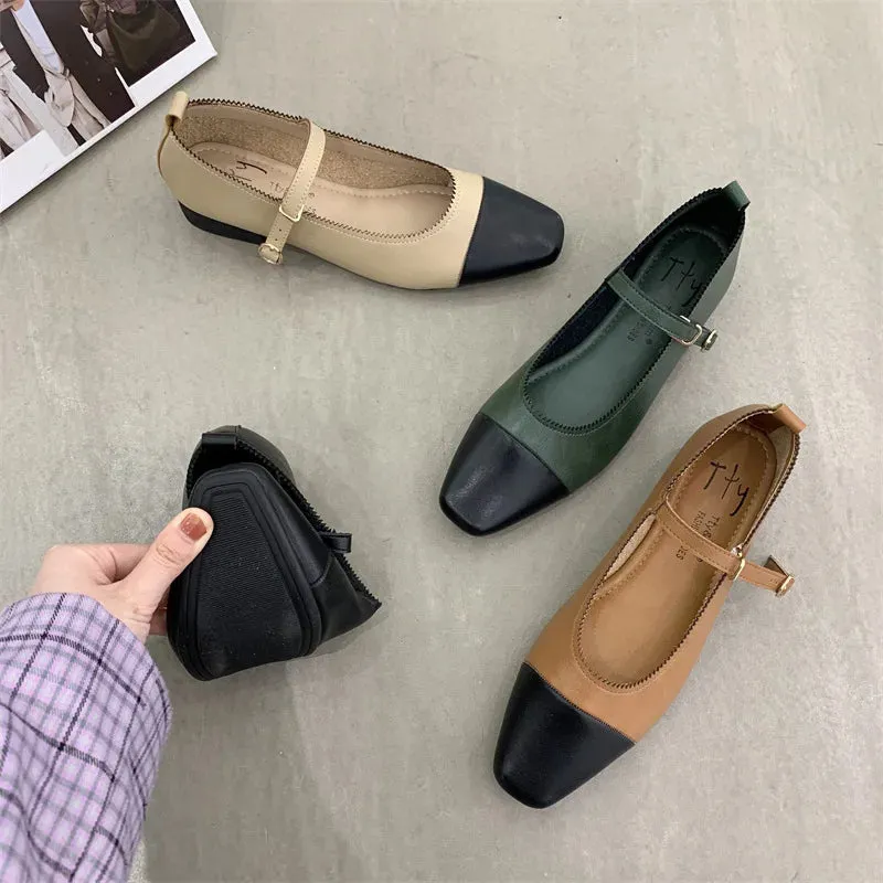 Hnzxzm Brand New Flats Shoes Women Low Heel Ballet Square Toe Shallow Shoe Slip On Loafer Round Toe Ballet Flat Shoes