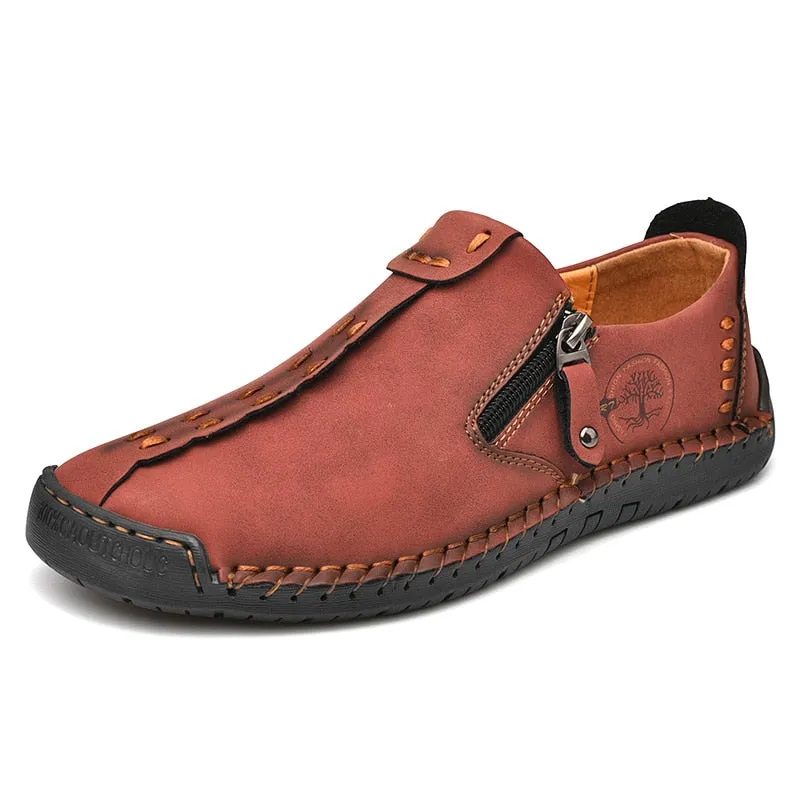 Hnzxzm Handmade Leather Men Shoes Casual Slip On Loafers Breathable Leather Shoes Men Flats Hot Sale Moccasins Tooling Shoes Plus Size