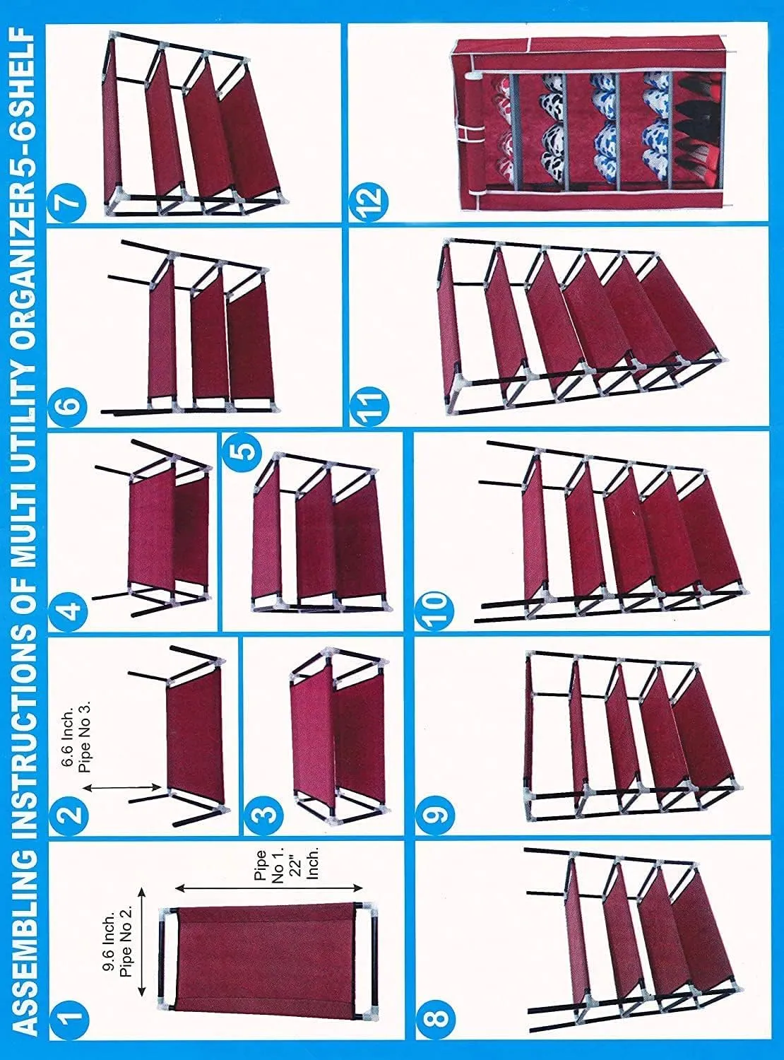 Kuber Industries Shoe Rack|Non-Woven 5 Shelves Shelf|Foldable Storage Rack Organizer for Shoe, Books-Pack of 4 (Purple)