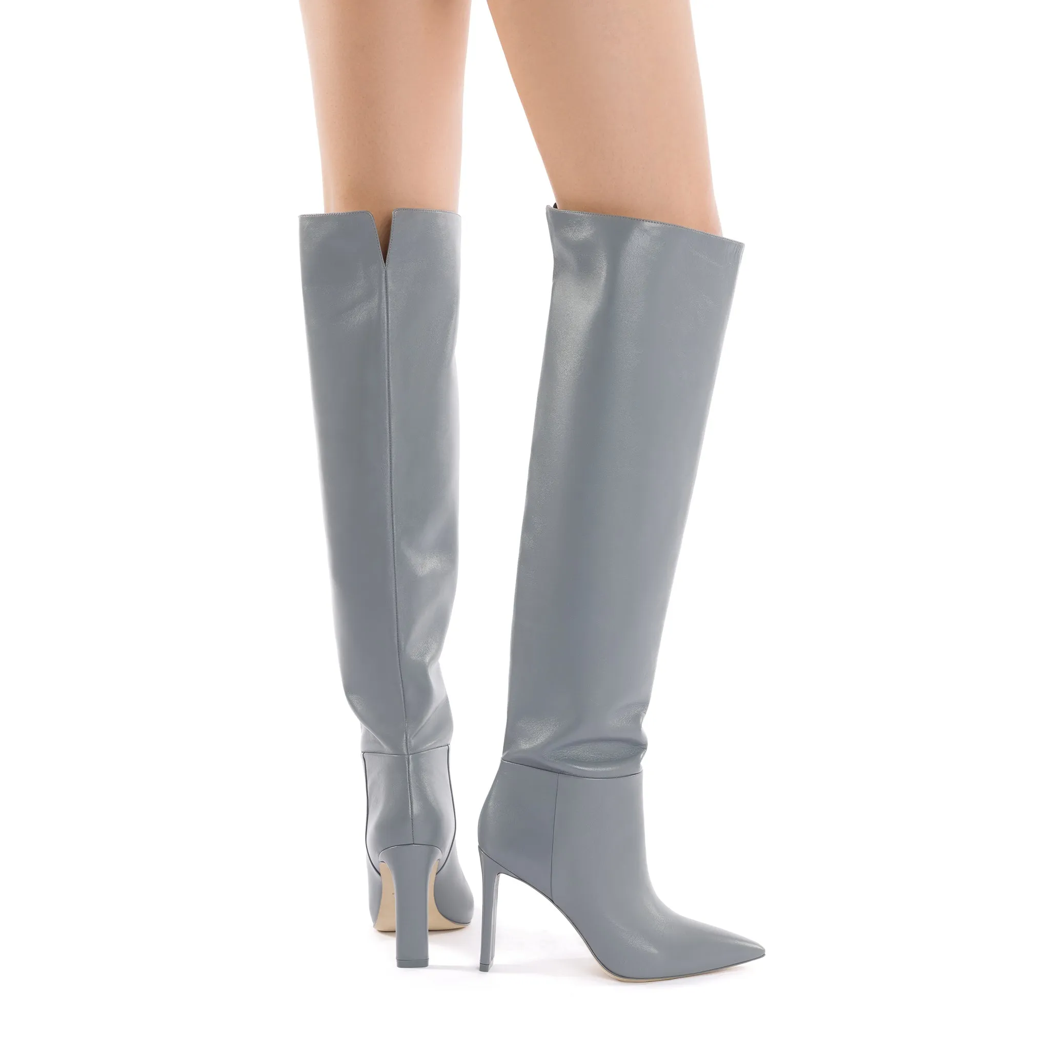 Larroudé x Jennifer Fisher Boot In Cement Grey Leather