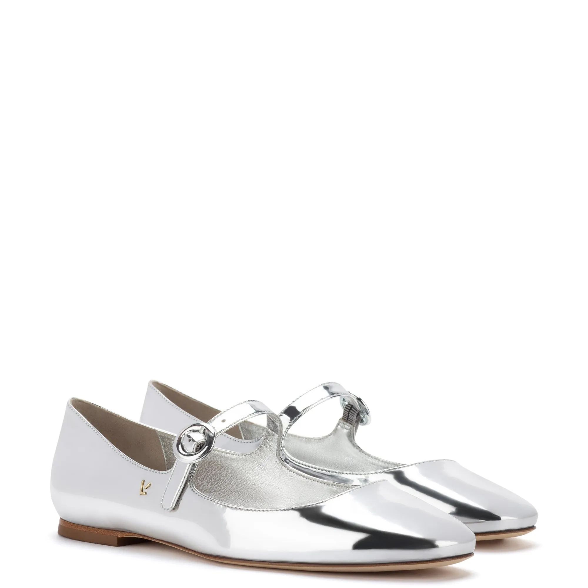 LARROUDE Blair Ballet Flat | Silver Specchio