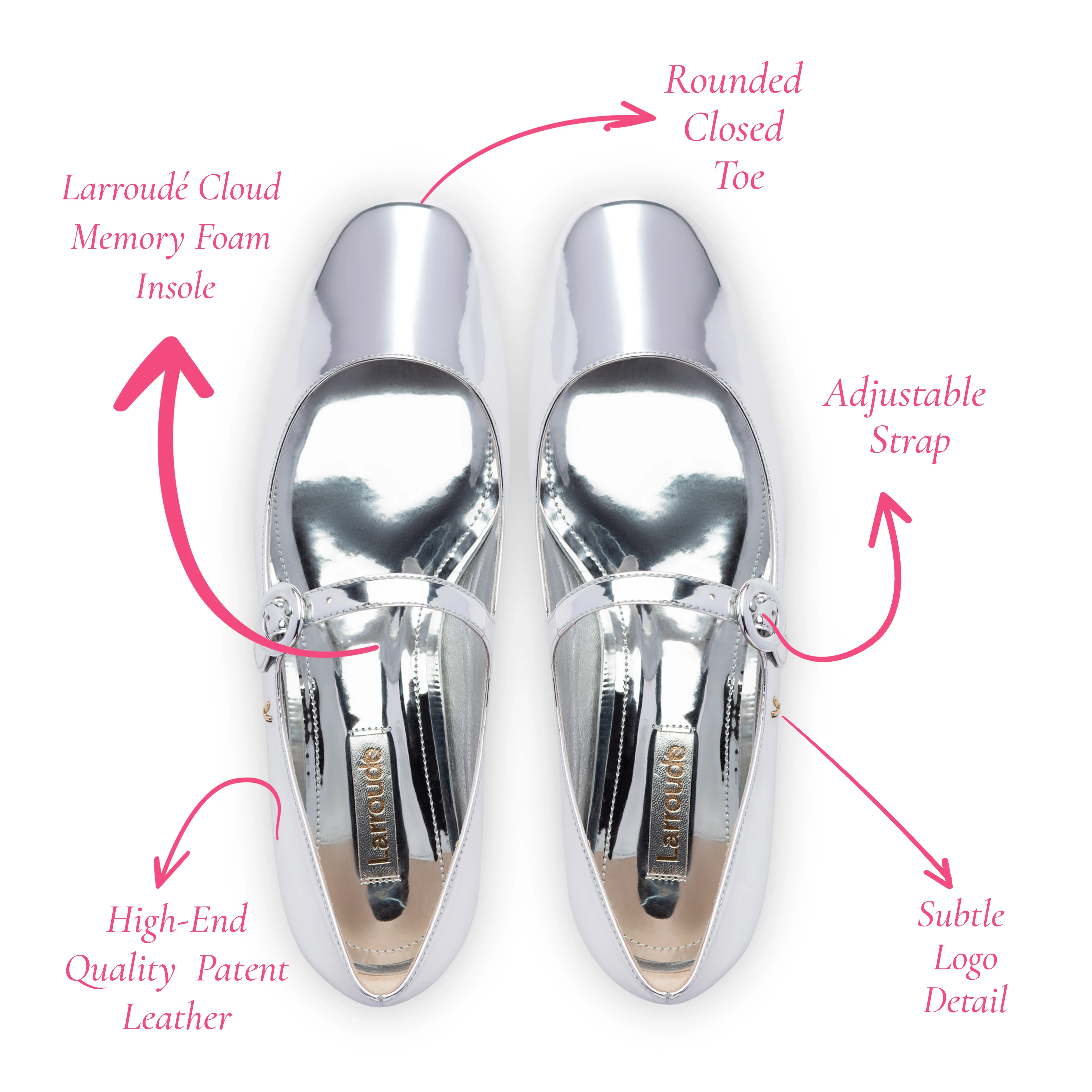 LARROUDE Blair Ballet Flat | Silver Specchio