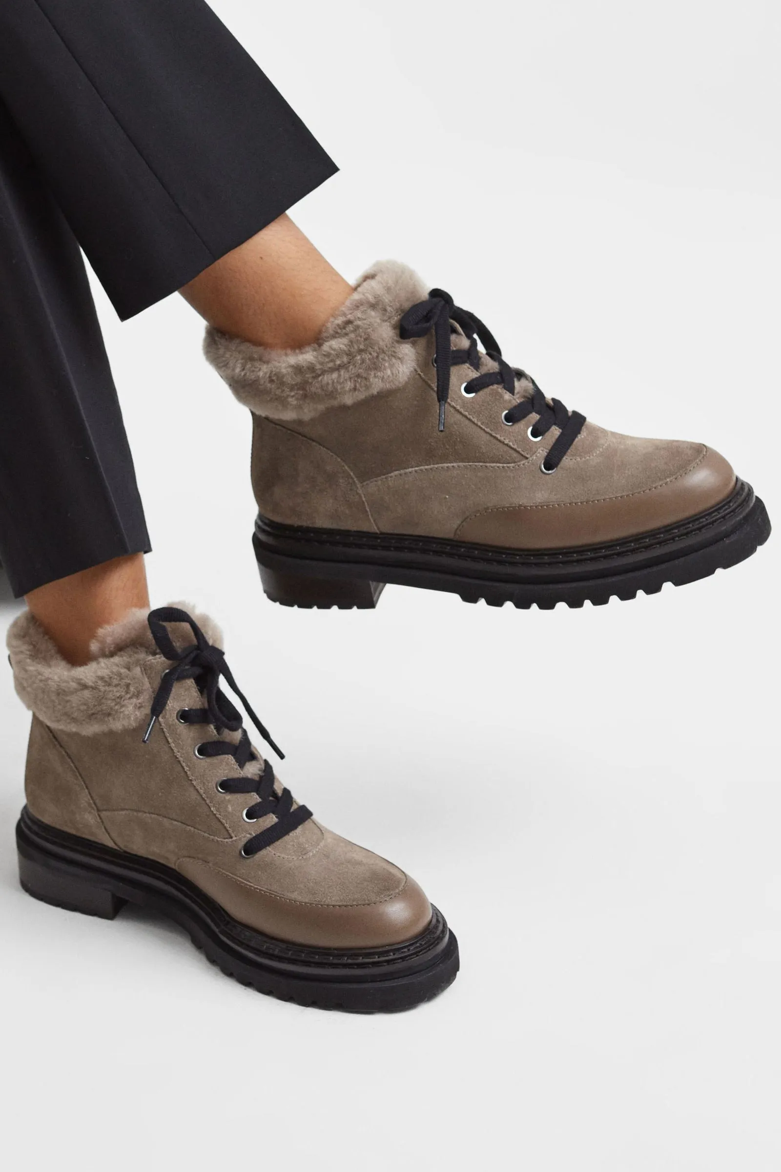 Leonie Suede Faux Fur Hiking Boots