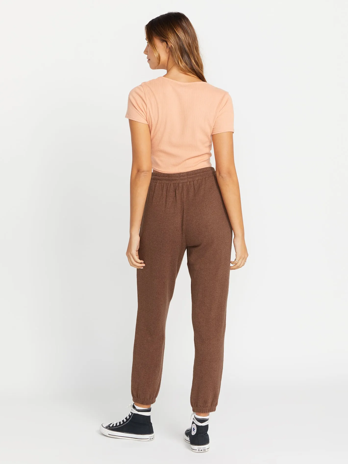 Lived in Lounge Elastic Waist Fleece Pants - Chocolate