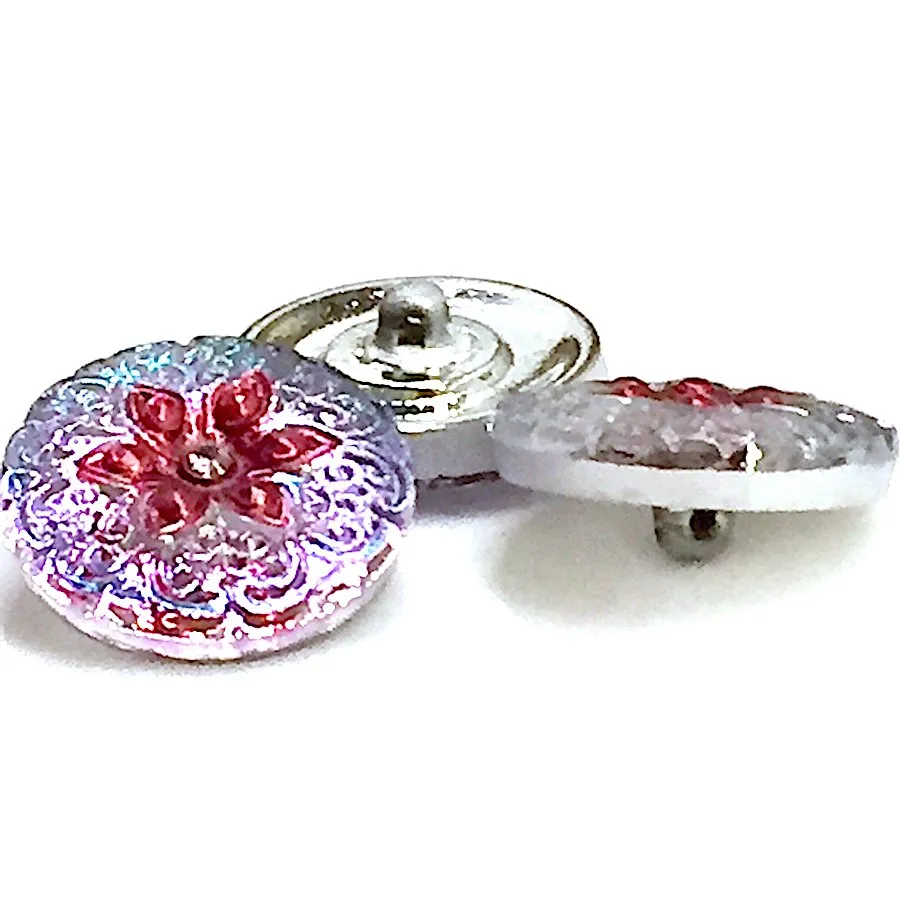 Magenta   Pink Arabian Star Glass Button 3/4" #CZ 185