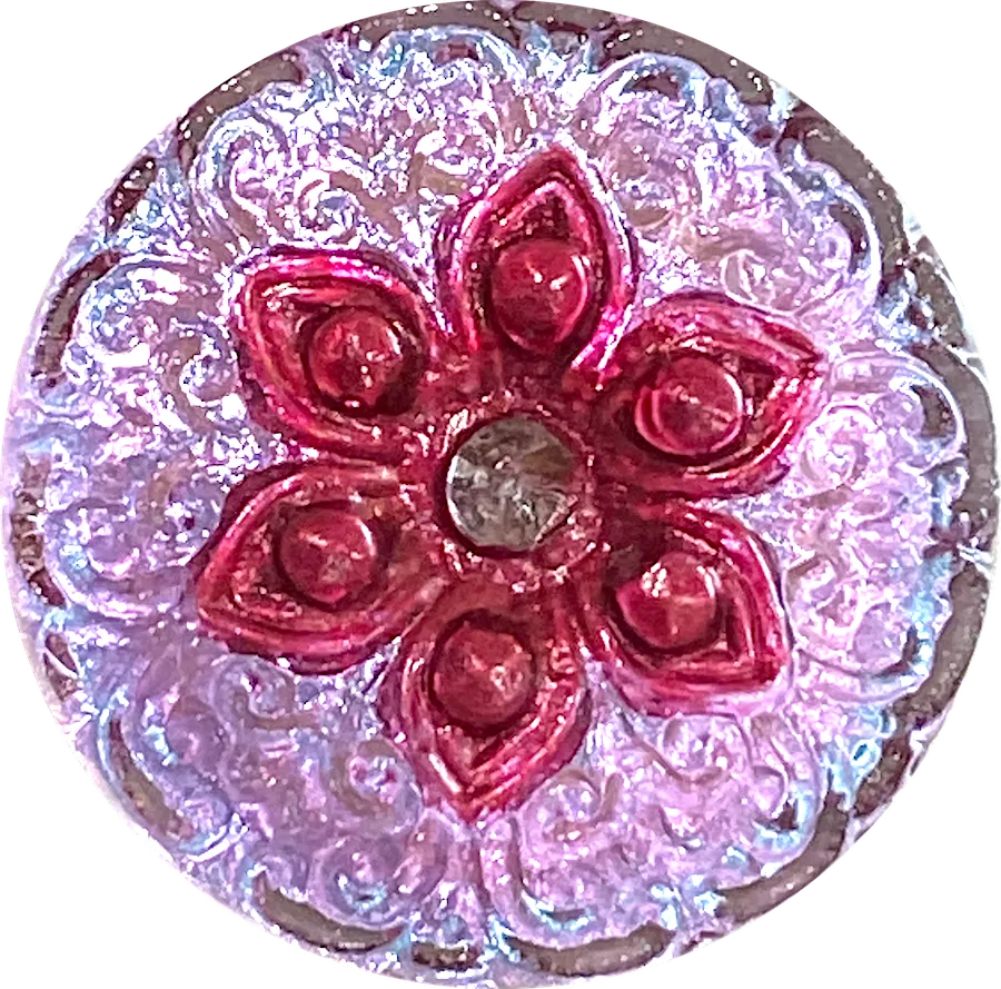 Magenta   Pink Arabian Star Glass Button 3/4" #CZ 185