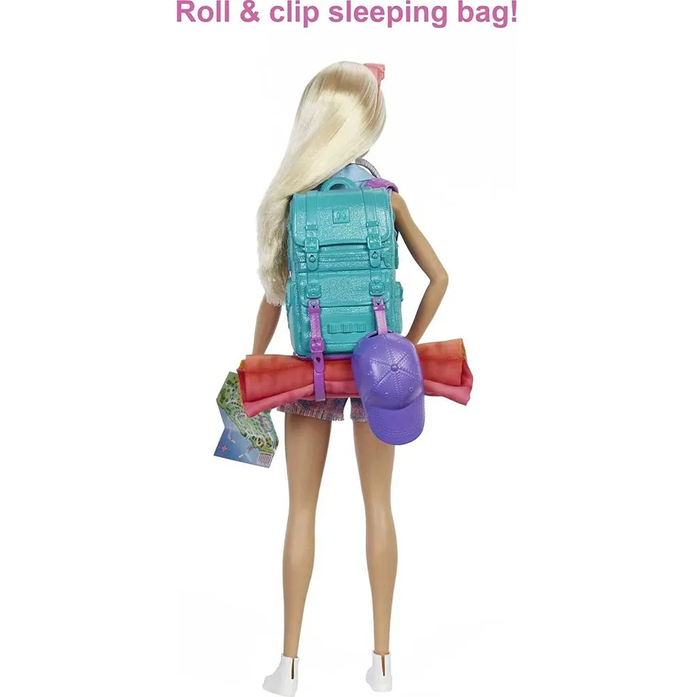 Mattel HDF73 11.5-in Barbie Camping Malibu Hiking Doll and 10 Accessories Playset