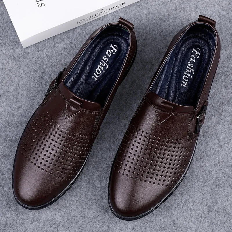 Men Driving Breathable Flats Casual Shoes Wedding Slip on loafers Leather Shoes | 23008