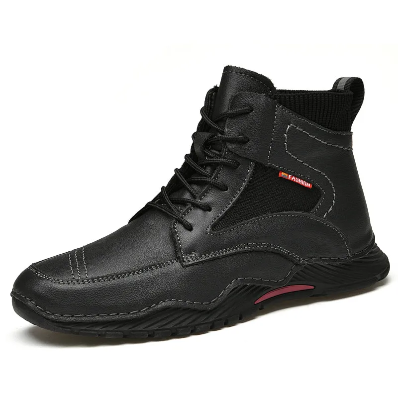 Mens Ankle Boots Hand Stitching Shoes-9659