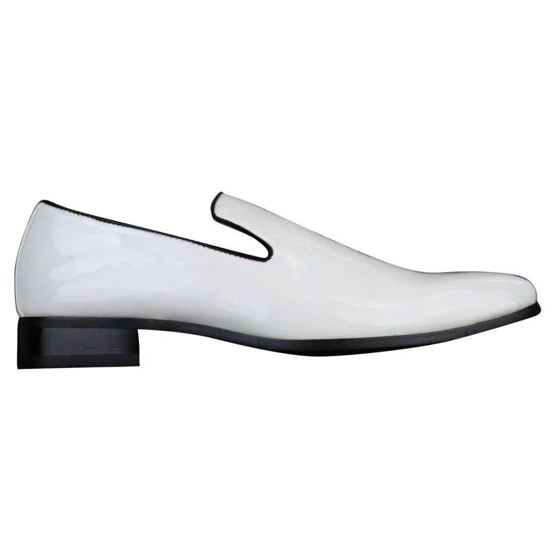 Mens Slip On Patent Shiny Driving Loafers Shoes Leather Smart Casual White Black