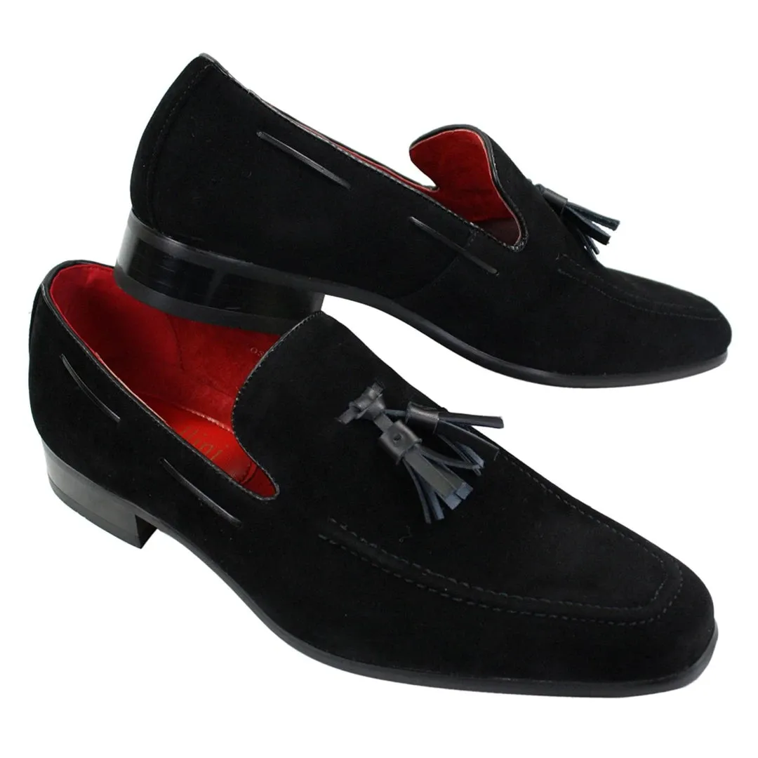 Mens Suede Loafers Driving Shoes Slip On Tassle Design Leather Smart Casual