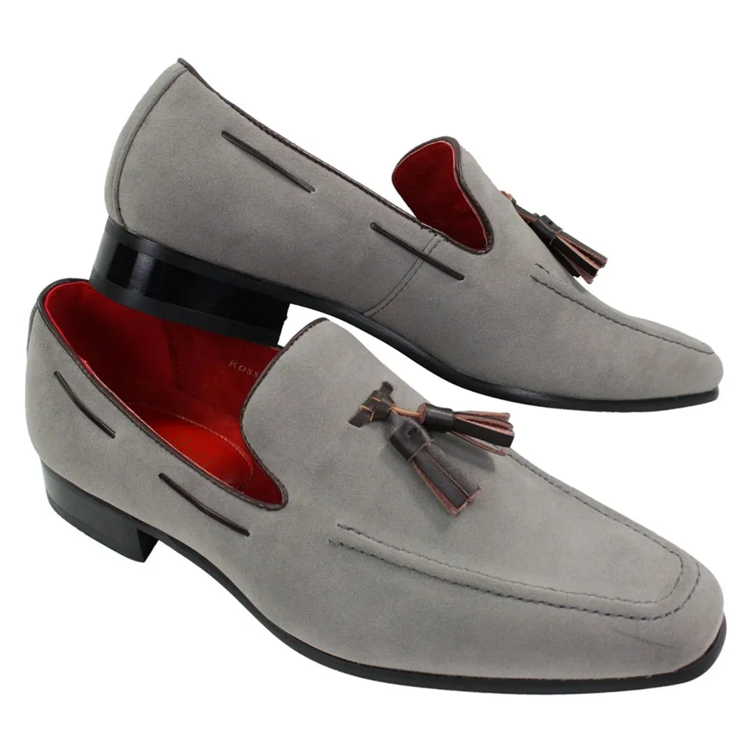 Mens Suede Loafers Driving Shoes Slip On Tassle Design Leather Smart Casual