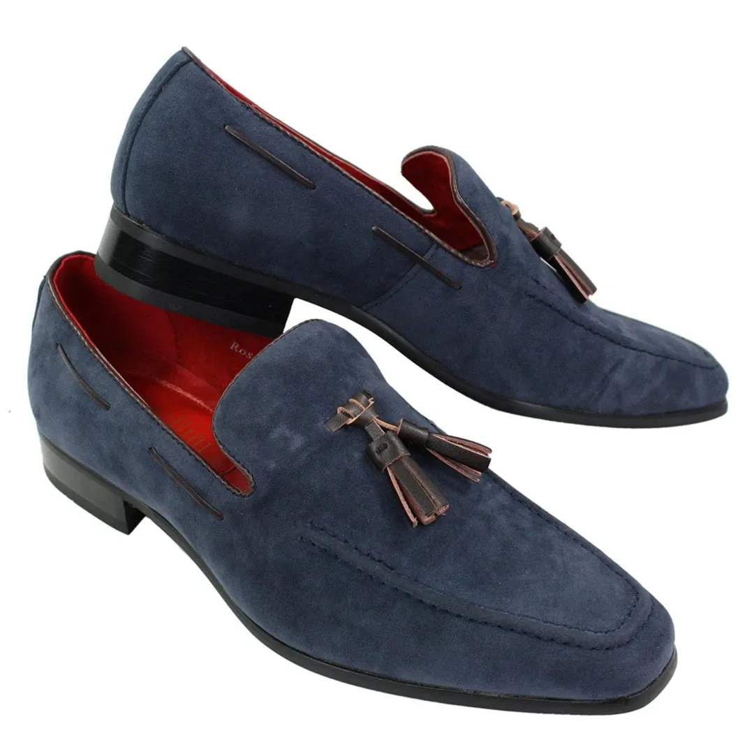 Mens Suede Loafers Driving Shoes Slip On Tassle Design Leather Smart Casual