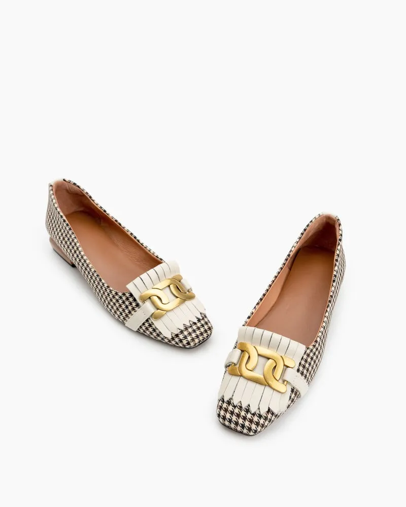 Metal Decor Fringe Design Loafers