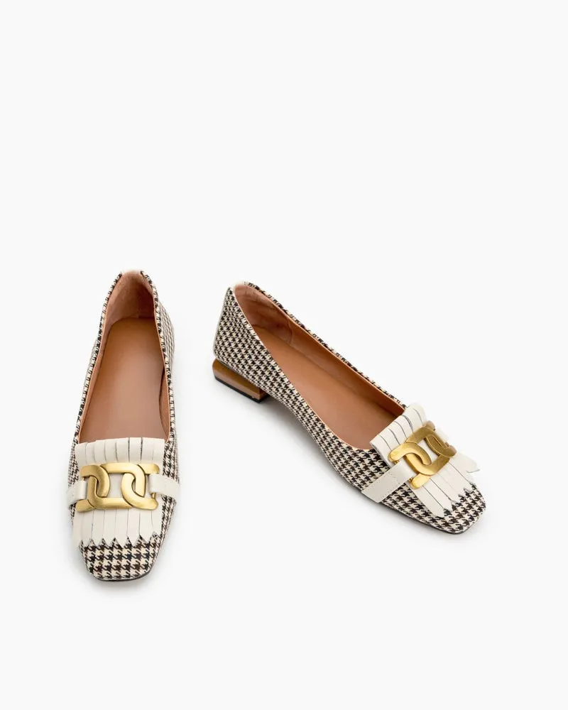 Metal Decor Fringe Design Loafers