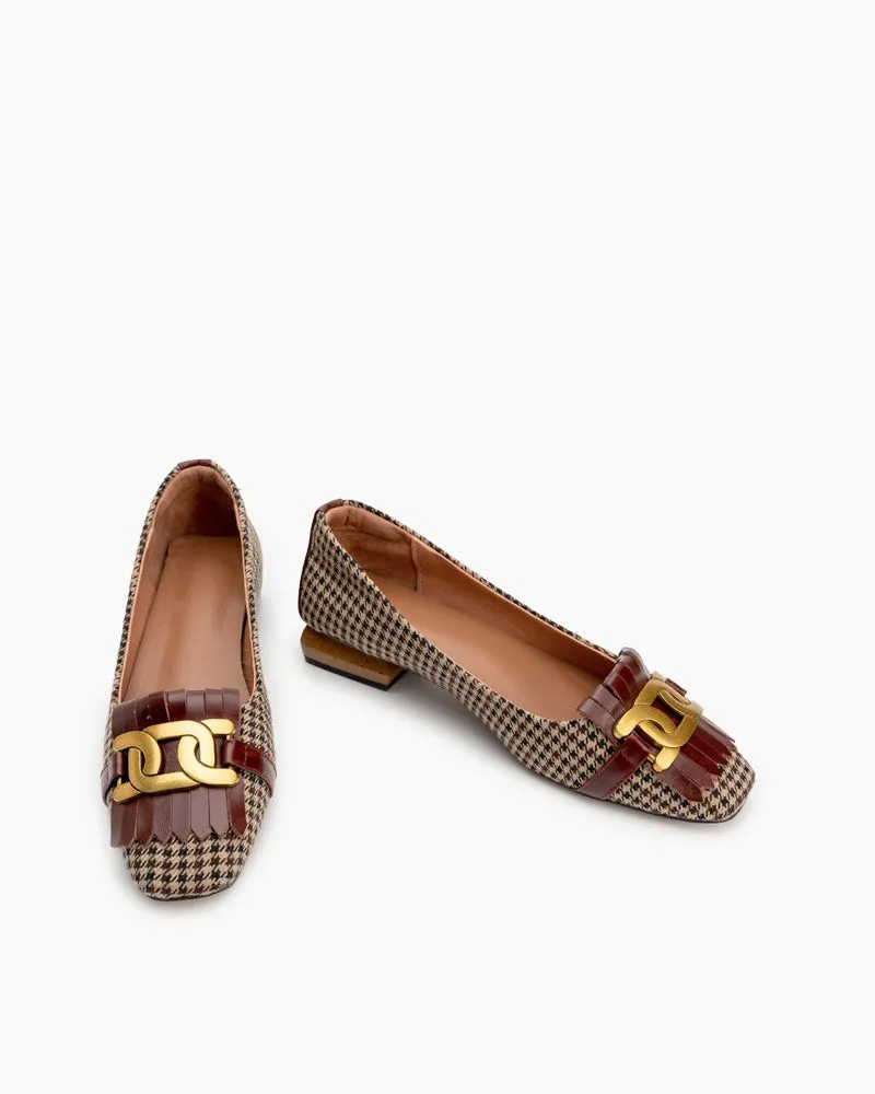 Metal Decor Fringe Design Loafers