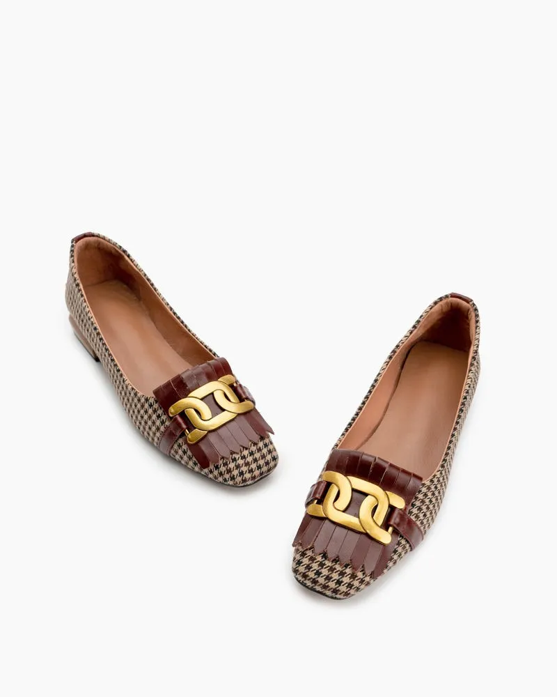 Metal Decor Fringe Design Loafers