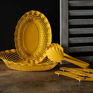 Metal Food Basket: Shiny Yellow