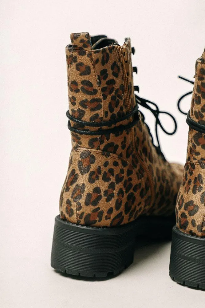 Miki Leopard Combat Boots