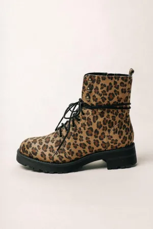 Miki Leopard Combat Boots