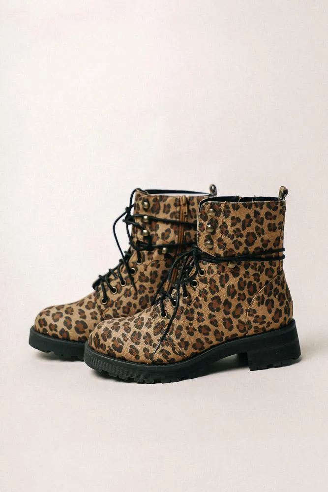 Miki Leopard Combat Boots