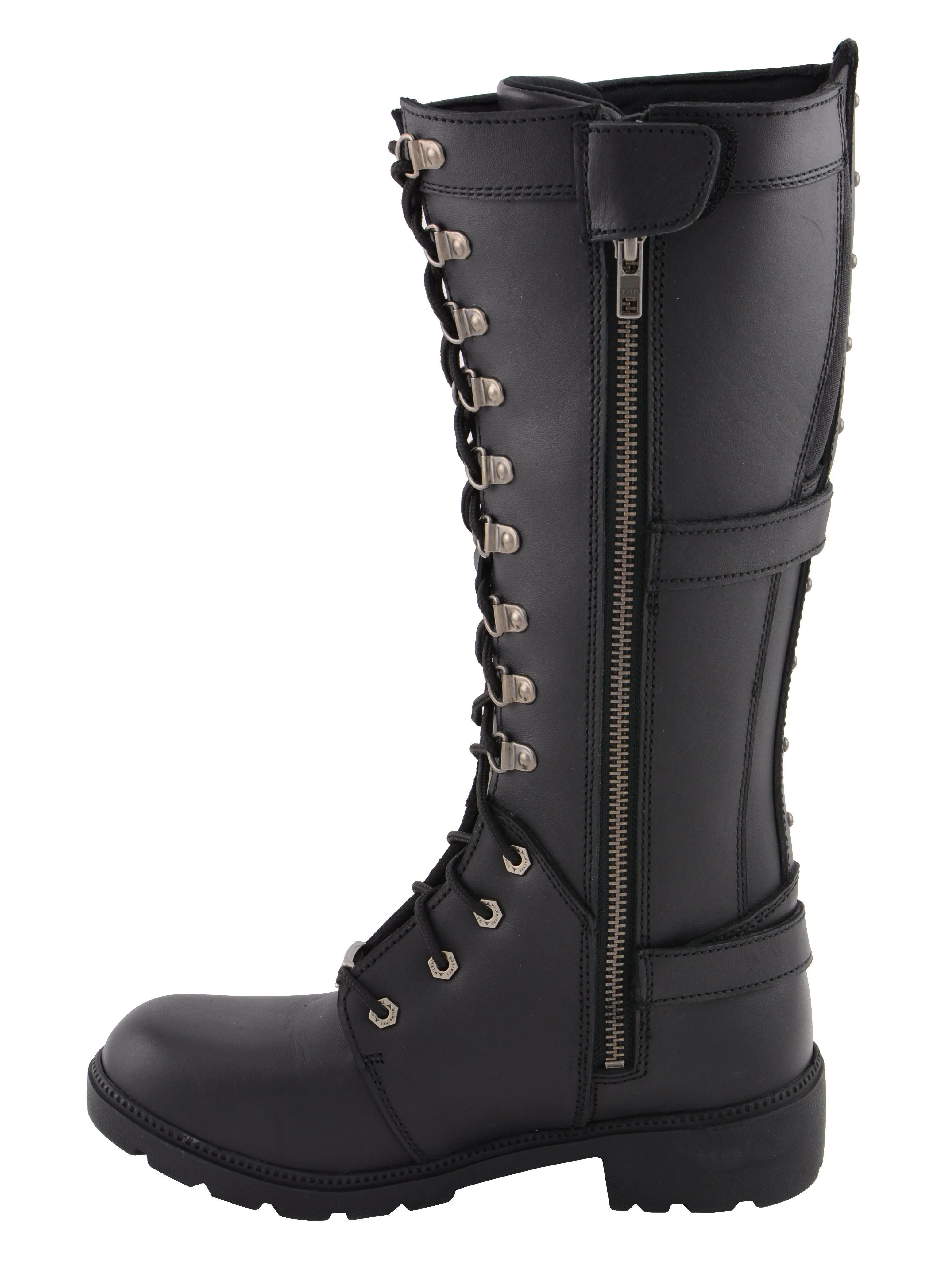 Milwaukee Leather MBL9380 Women's Black 'Jane' 15-inch Leather Combat Style Harness Boots