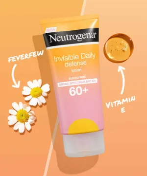 Neutrogena Invisible Daily Defense Sunscreen Lotion, Broad Spectrum SPF 60 , Oxybenzone-Free & Water-Resistant, Sun or Environmental Aggressor Protection, Antioxidant Complex, 3 Fl Oz