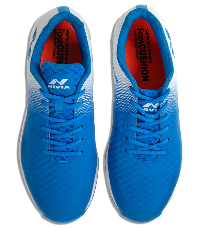 Nivia Crick-1000 (Bowling) Cricket Shoes (Aster Blue/White)