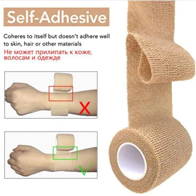 Non-Woven Elastic Fabric Self Adhesive Fitness, Knee Elbow Injury Support Bandage